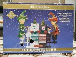 Rare! Mr Christmas Dueling Elves On Pianos Action/lights Music Box 24 Songs