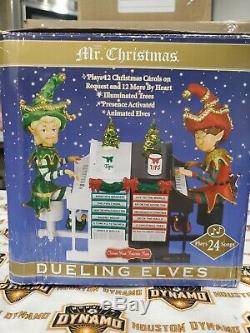 Rare! Mr Christmas Dueling Elves On Pianos Action/lights Music Box 24 Songs