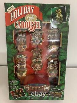 Rare Mr. Christmas Holiday Carousel 6 Animals Tiger Zebra Horse Lights Working