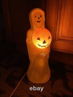 Rare Old Halloween Empire Blow Mold Ghost with Pumpkin Light Up Vintage