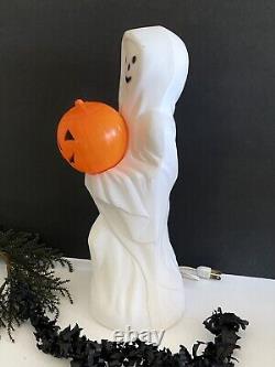 Rare Old Halloween Empire Blow Mold Ghost with Pumpkin Light Up Vintage