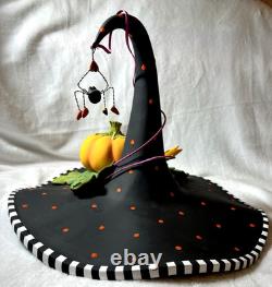 Rare PATIENCE BREWSTER Halloween Witches Hat Pumpkin Spider Decoration