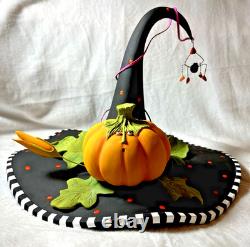 Rare PATIENCE BREWSTER Halloween Witches Hat Pumpkin Spider Decoration
