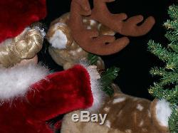 Rare SANTA'S BEST Animated Christmas Porcelain Doll Emma with Reindeer & Extras