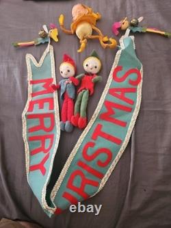 Rare Scarce Elf's fairy Banner, Xmas, vintage