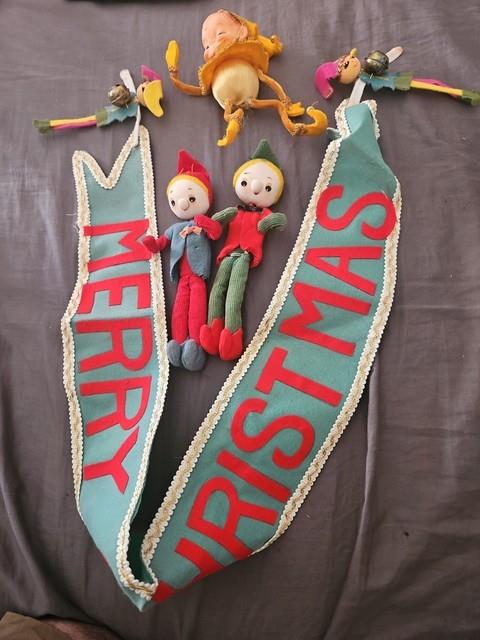 Rare Scarce Elf's Fairy Banner, Xmas, Vintage