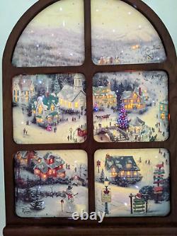 Rare Thomas Kinkade Musical Illuminated Window Christmas 8 Melodies. VIDEO