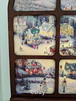 Rare Thomas Kinkade Musical Illuminated Window Christmas 8 Melodies. VIDEO