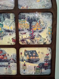 Rare Thomas Kinkade Musical Illuminated Window Christmas 8 Melodies. VIDEO