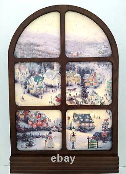 Rare Thomas Kinkade Musical Illuminated Window Christmas 8 Melodies. VIDEO