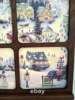 Rare Thomas Kinkade Musical Illuminated Window Christmas 8 Melodies. VIDEO