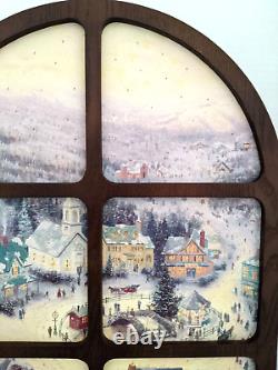 Rare Thomas Kinkade Musical Illuminated Window Christmas 8 Melodies. VIDEO