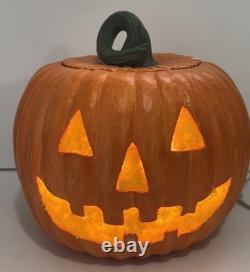 Rare Vintage Atlantic Ceramic Pumpkin Light Jack O Lantern Halloween 2 Pcs