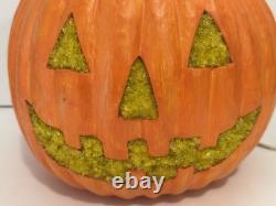 Rare Vintage Atlantic Ceramic Pumpkin Light Jack O Lantern Halloween 2 Pcs