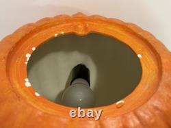 Rare Vintage Atlantic Ceramic Pumpkin Light Jack O Lantern Halloween 2 Pcs