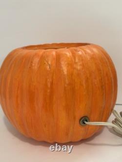 Rare Vintage Atlantic Ceramic Pumpkin Light Jack O Lantern Halloween 2 Pcs