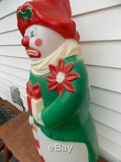 Rare Vintage EMPIRE Lighted Blowmold Clown Hobo Snowman Blow Mold Christmas