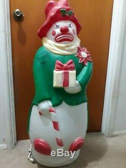 Rare Vintage EMPIRE Lighted Blowmold Clown Hobo Snowman Blow Mold HTF