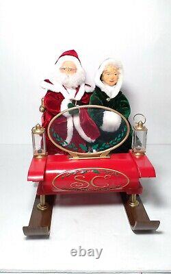 Rare Vintage Gemmy Santa and Mrs. Claus A Sleigh Ride Lighted Musical Animated