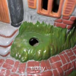 Rare Vintage Halloween 16 Tall Ceramic Haunted House Witch Bat Blinking Lights