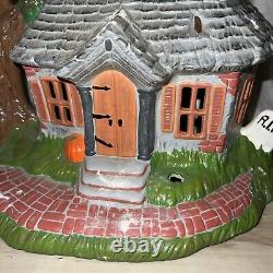 Rare Vintage Halloween 16 Tall Ceramic Haunted House Witch Bat Blinking Lights