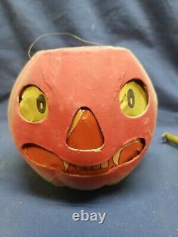 Rare Vintage Halloween Paper Mache Scary Face Pumpkin