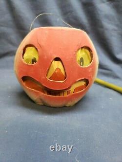 Rare Vintage Halloween Paper Mache Scary Face Pumpkin