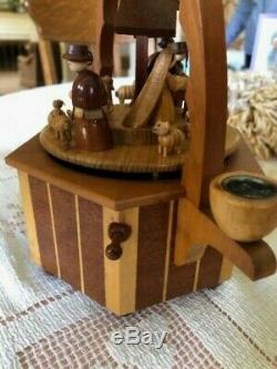 Rare Vintage Nativity German Pyramid Carousel w Thorens Music Box Stille Nacht