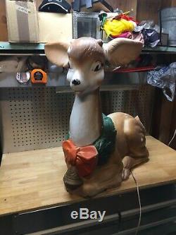 Rare Vintage Poloron Lighted Blowmold Reindeer Deer Blow Mold Christmas Decor