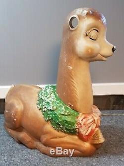 Rare Vintage Poloron Lighted Blowmold Reindeer Deer Blow Mold (MISSING EARS)