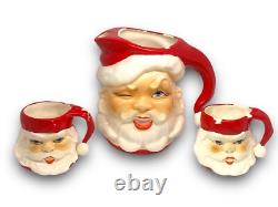 Rare Vintage Winking? (Drinking) Santa Pitcher & Mugs Napco Ceramics -OFFERS