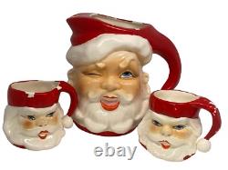 Rare Vintage Winking? (Drinking) Santa Pitcher & Mugs Napco Ceramics -OFFERS