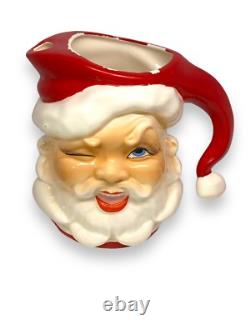Rare Vintage Winking? (Drinking) Santa Pitcher & Mugs Napco Ceramics -OFFERS