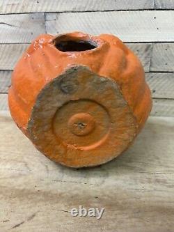 Rare Vtg 7.5 30s-40s Paper Mache PUMPKIN Jack O Lantern Halloween Decoration EX