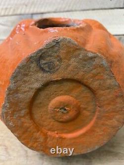 Rare Vtg 7.5 30s-40s Paper Mache PUMPKIN Jack O Lantern Halloween Decoration EX