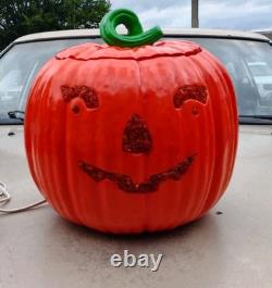Rare Vtg Atlantic Ceramic Pumpkin Light Jack O Lantern Halloween Plug In w Lid