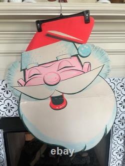 Rare Vtg Double-sided Santa Claus Christmas Display Cutout Retro Holiday Decor
