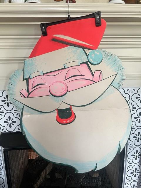 Rare Vtg Double-sided Santa Claus Christmas Display Cutout Retro Holiday Decor