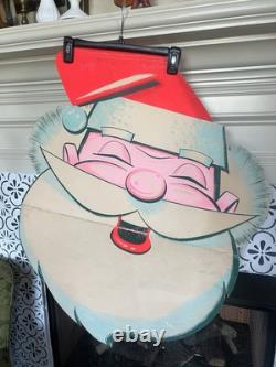 Rare Vtg Double-sided Santa Claus Christmas Display Cutout Retro Holiday Decor
