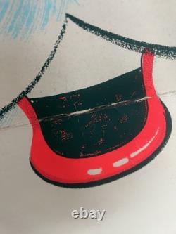 Rare Vtg Double-sided Santa Claus Christmas Display Cutout Retro Holiday Decor