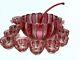 Rare Ruby Flash Early Glass Punchbowl Cups And Ladle Cranberry Stunning Set