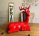 Red Laquered Fiberglass Reindeer Statue Large Glossy Christmas Decor Photo Prop