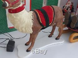 Reindeer & Santa in Sleigh Animated Musical Illuminated Holiday Creations 1994