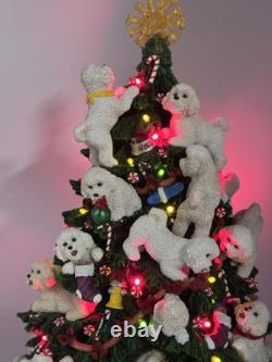 Retired Danbury Mint Bichon Frise Dog Light-Up 13 Christmas Tree, WithStar, Bulbs