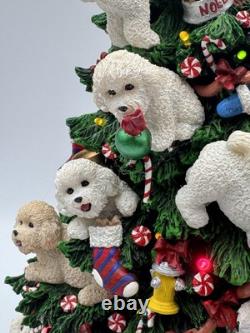 Retired Danbury Mint Bichon Frise Dog Light-Up 13 Christmas Tree, WithStar, Bulbs