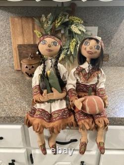Retired Joe Spencer Native American Shelf Sitter Dolls Sean & Shawna Preowned