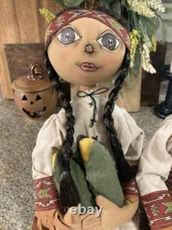 Retired Joe Spencer Native American Shelf Sitter Dolls Sean & Shawna Preowned