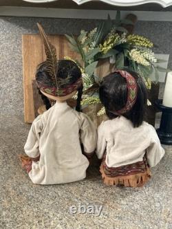 Retired Joe Spencer Native American Shelf Sitter Dolls Sean & Shawna Preowned