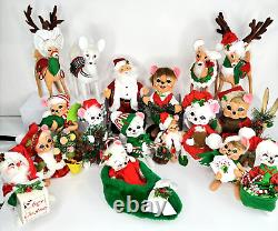 Retired Lot of 17 Christmas ANNALEE Dolls 93-2000s RARE COLLECTION Vintage Retro