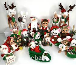 Retired Lot of 17 Christmas ANNALEE Dolls 93-2000s RARE COLLECTION Vintage Retro